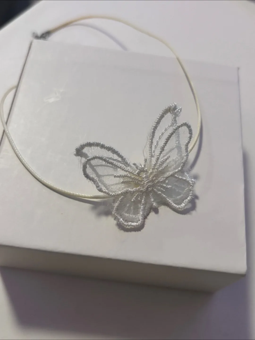 Butterfly Choker Necklace - White thumbnail