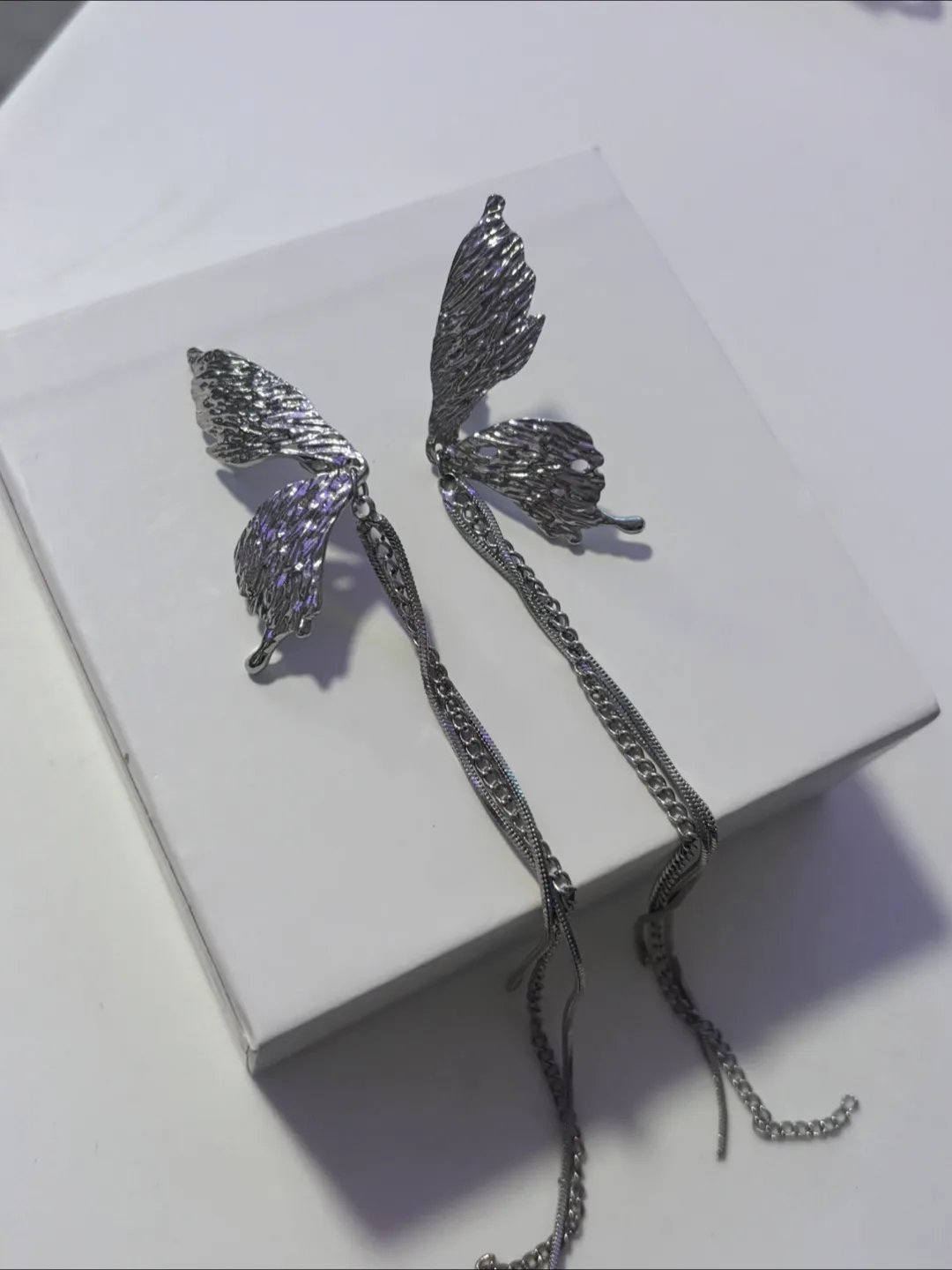 Silver Butterfly Dangle Earrings thumbnail