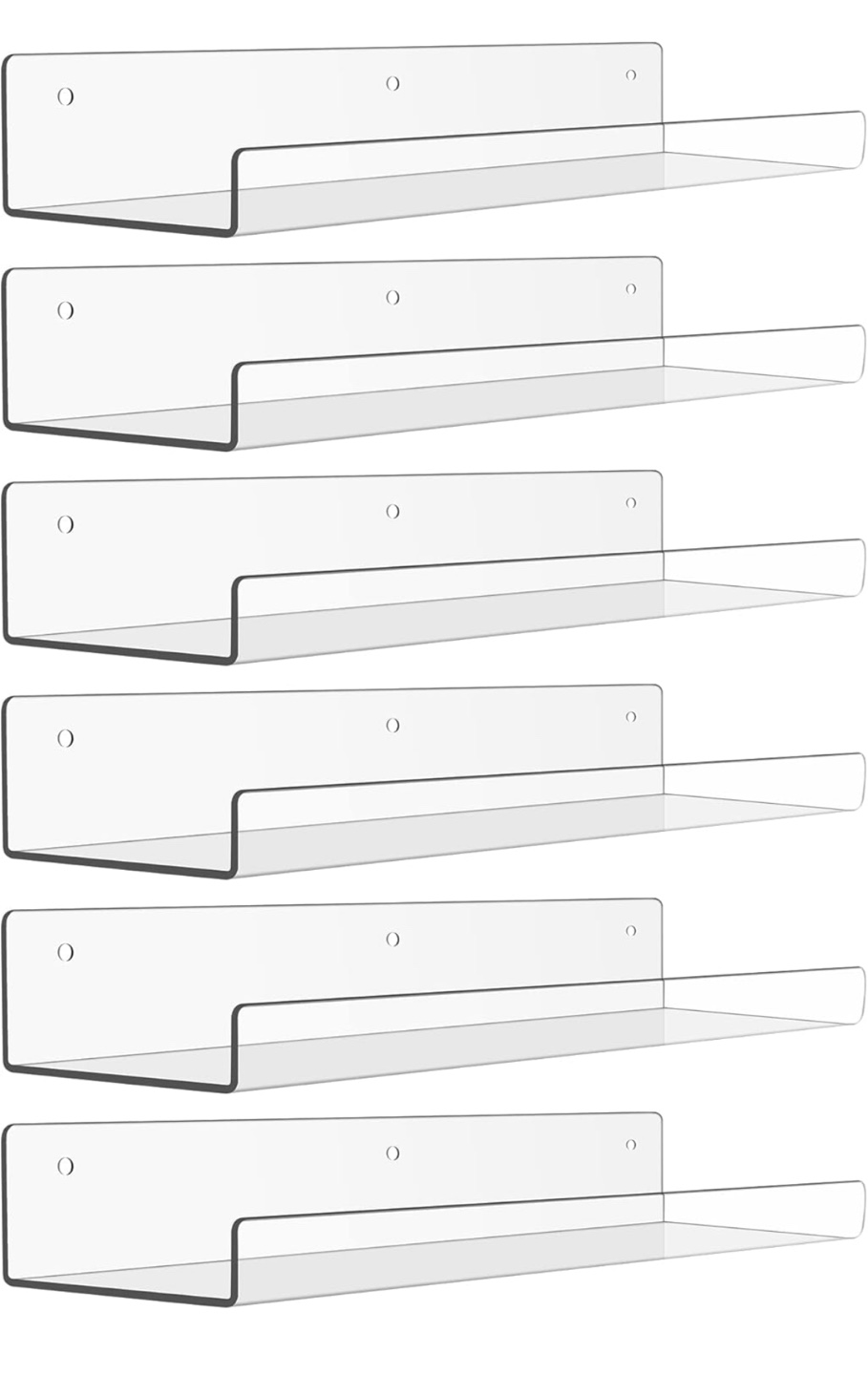 6 Clear 15" Acrylic Floating Shelves Wall Mounted - photo 3