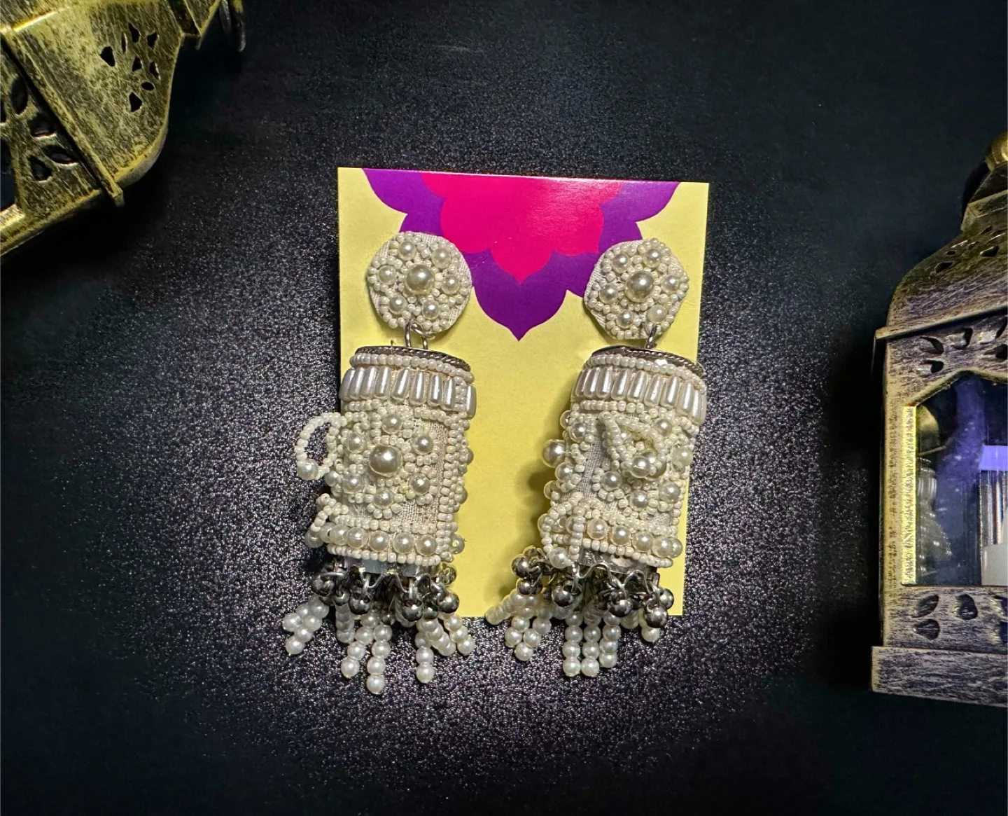 Elegant Pearl Beaded Earrings – Festive & Unique!