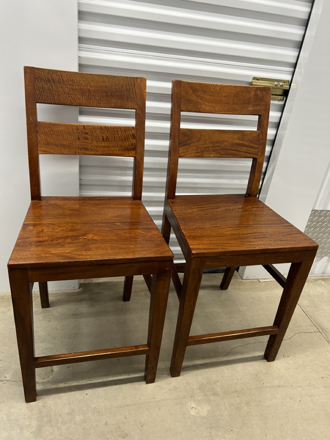 two crate& barrel wooden bar chairs