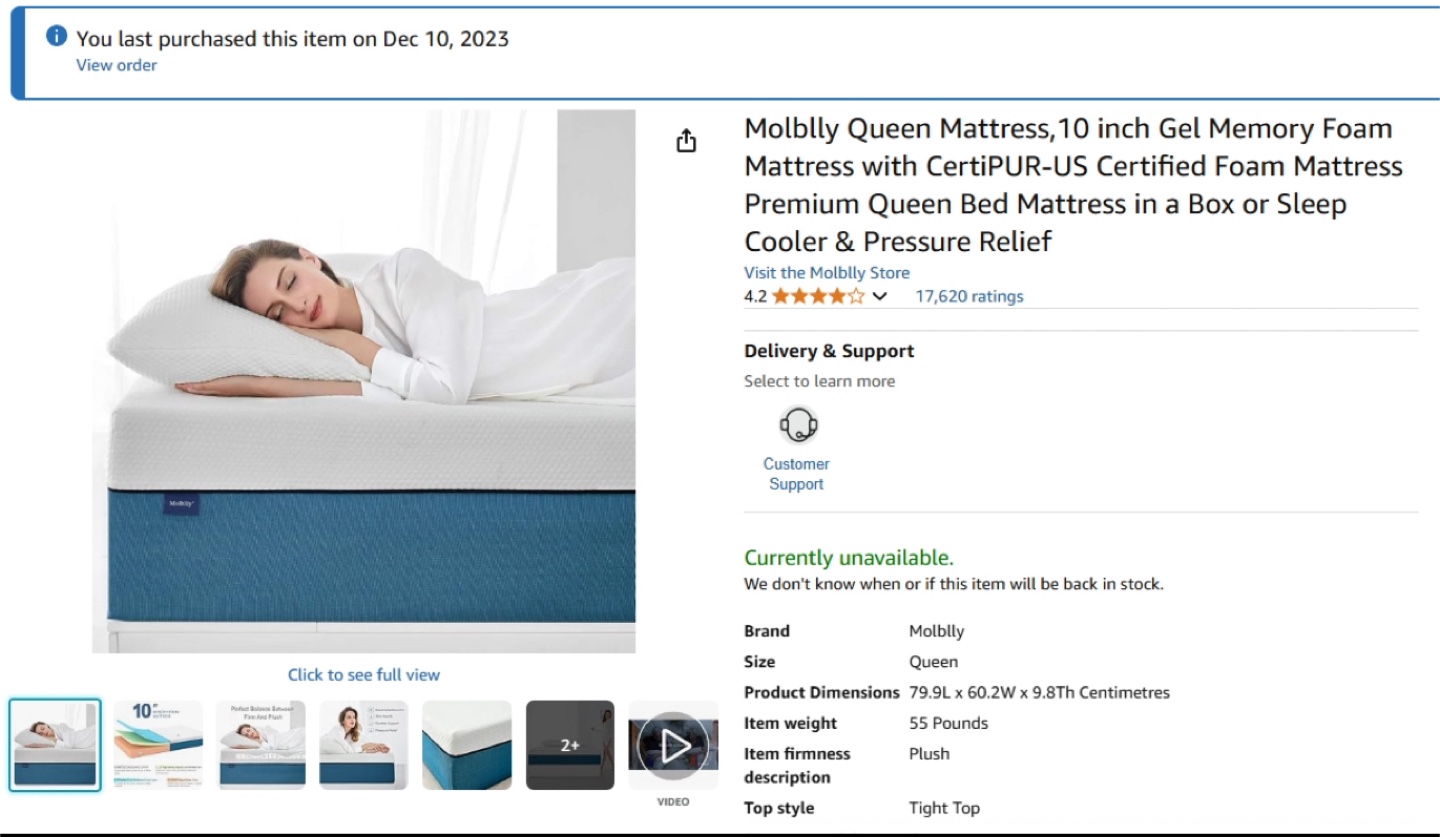 Molblly Queen 10-Inch Gel Memory Foam Mattress - photo 2