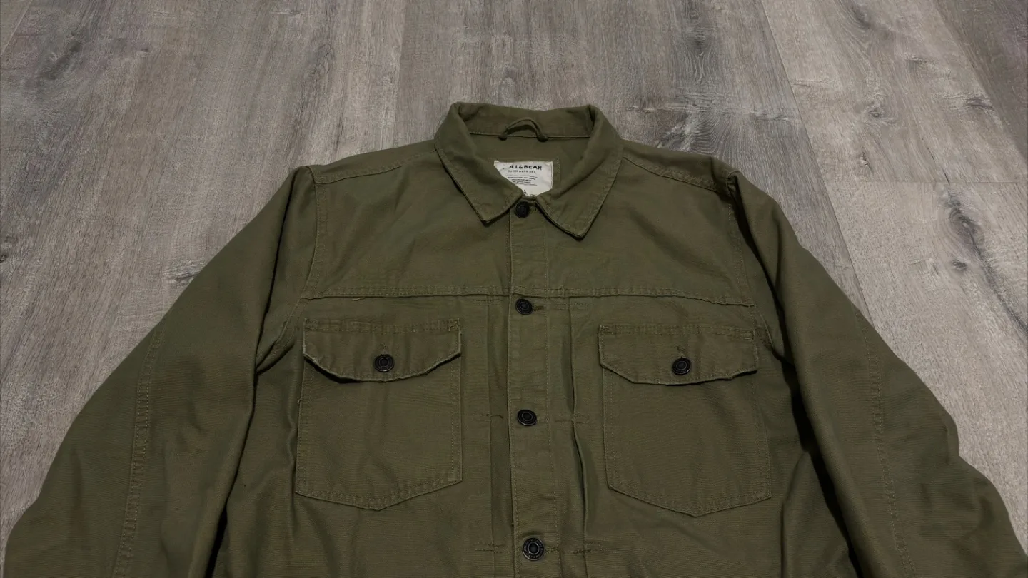 Pull&Bear Olive Green Jacket - Size L image indicator(2)