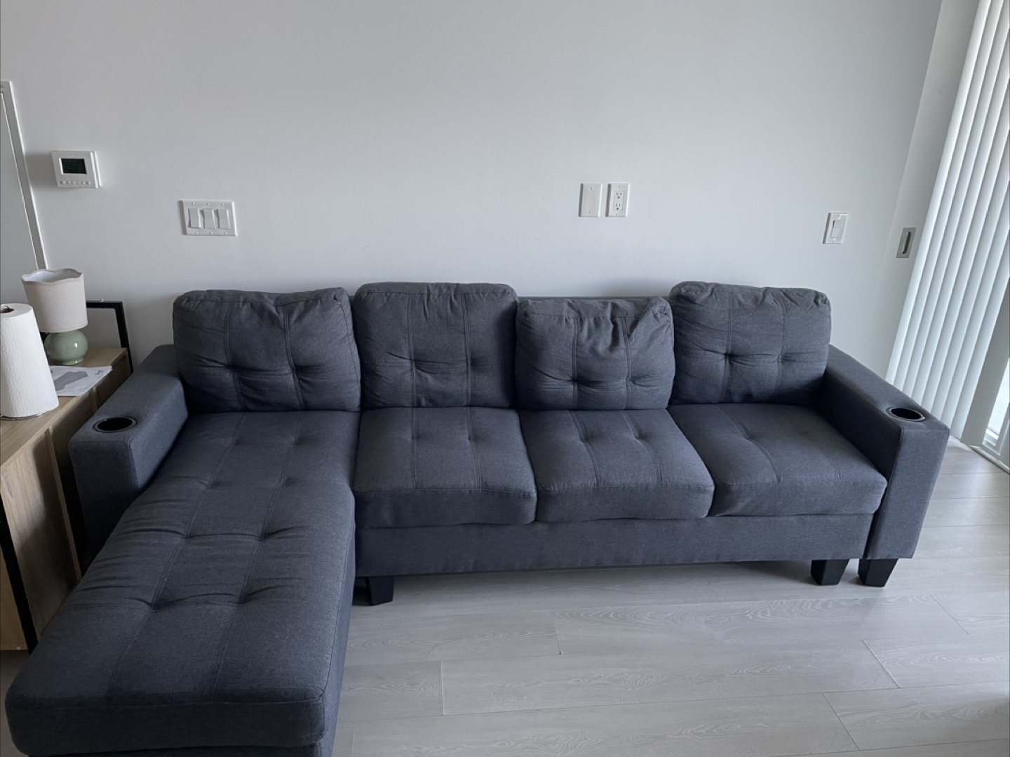 Grey Sectional Sofa with Chaise Lounge - photo 3
