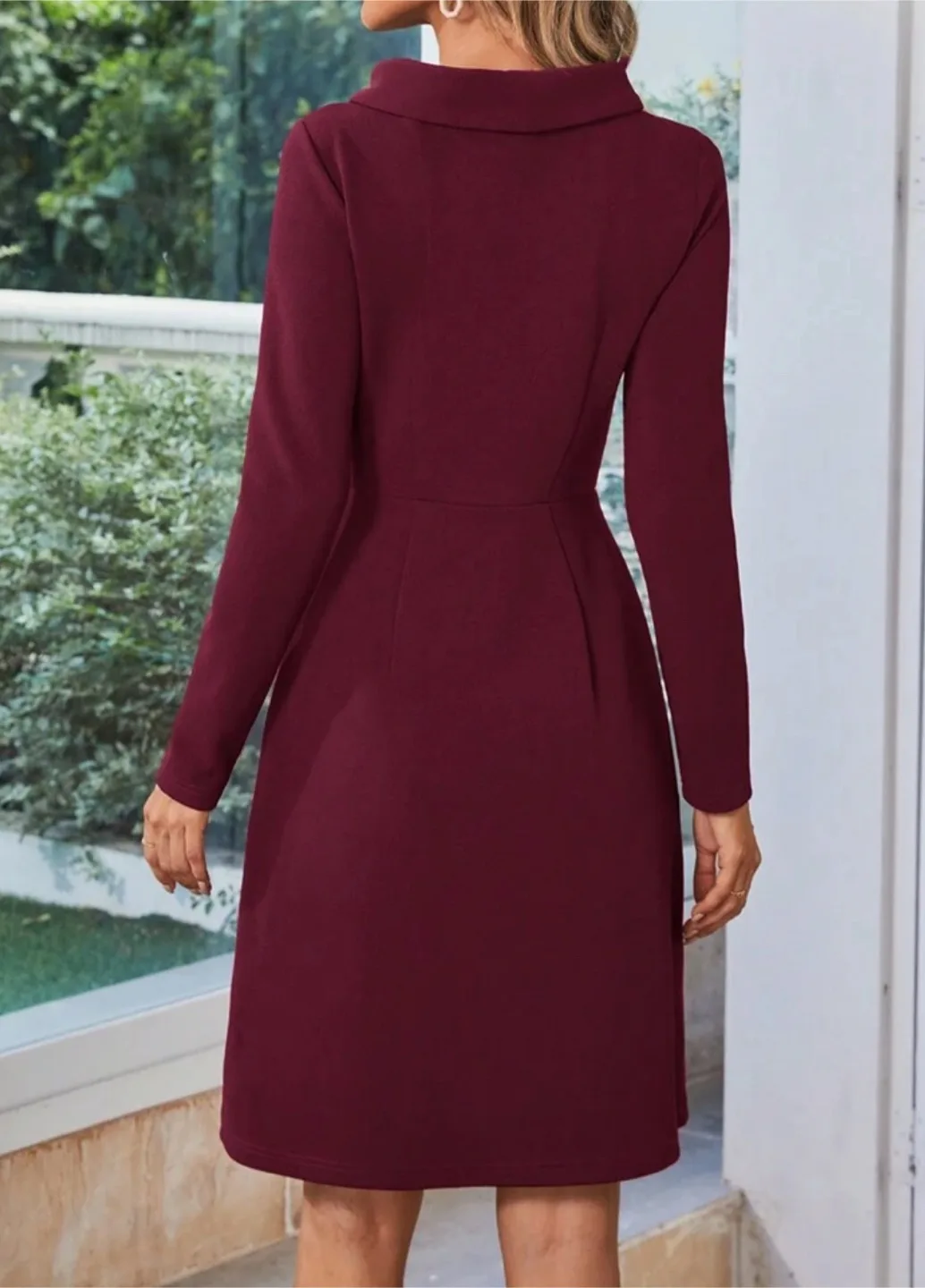 Burgundy Long Sleeve Dress image indicator(2)