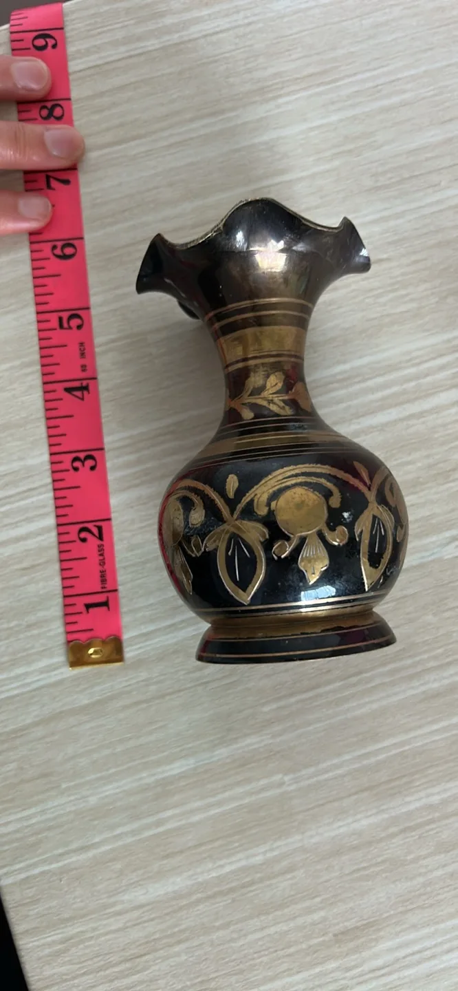 Decorative Brass Vase - Black & Gold thumbnail