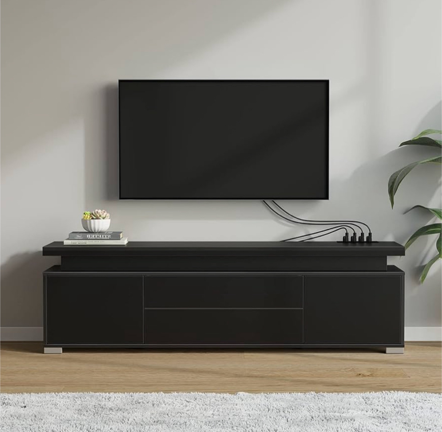 Black TV Stand with LED Lights - photo 5