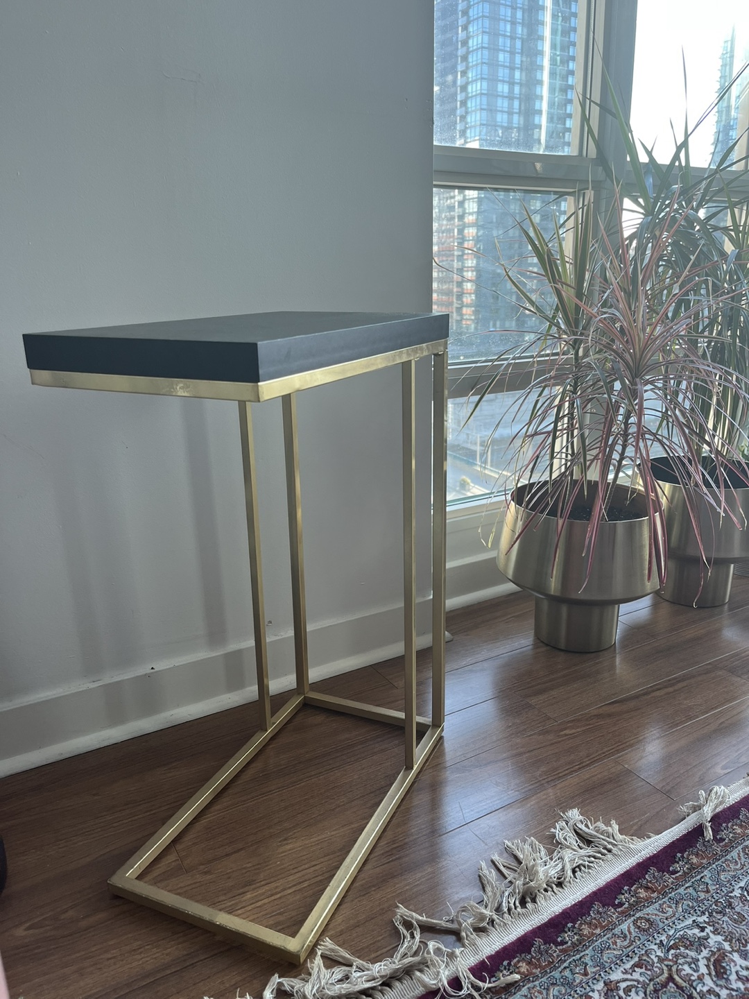 2 dark brown & gold Side Table