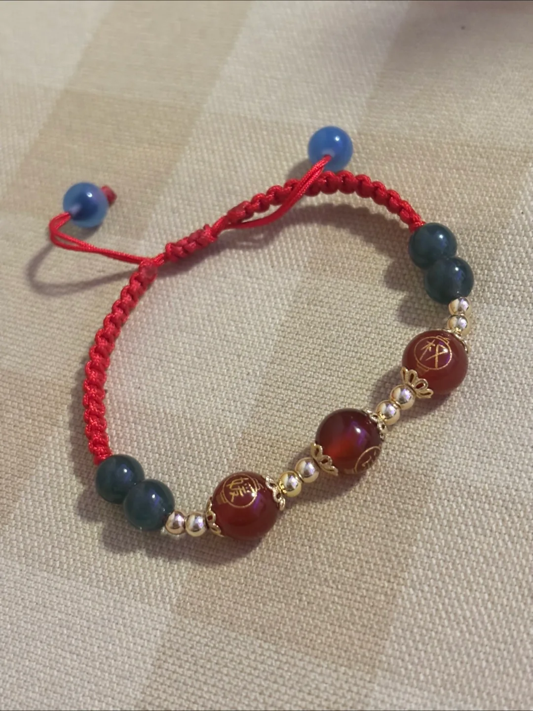 Red String Bracelet with Agate Beads thumbnail