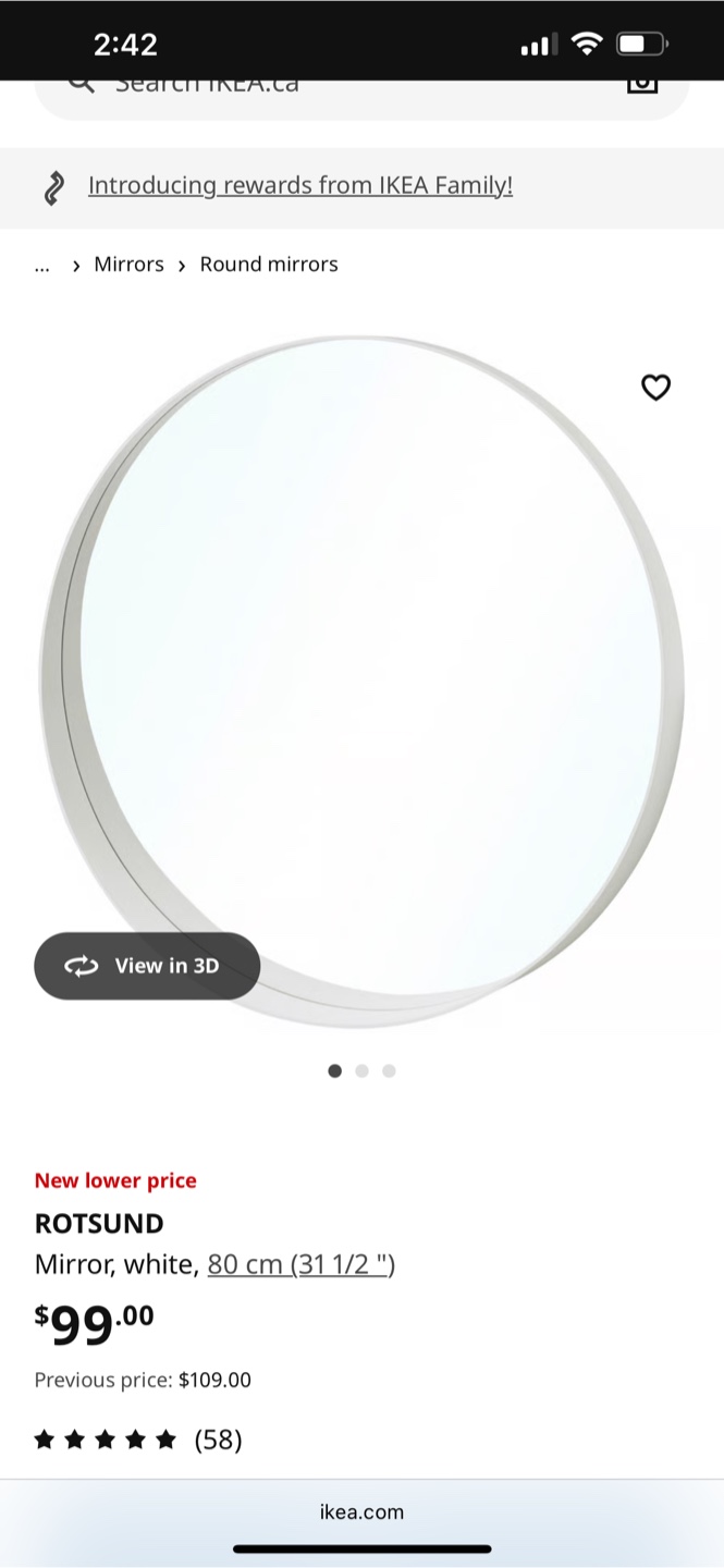 IKEA Rotsund Mirror, White, 80 cm (31 1/2 ")