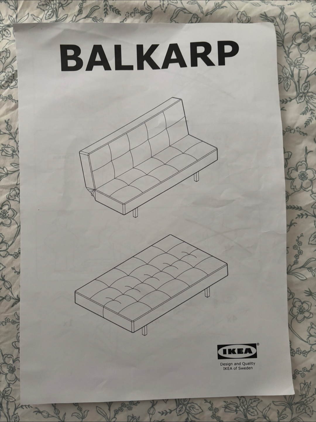 IKEA Balkarp Sofa Bed - Black + Cushions - photo 4