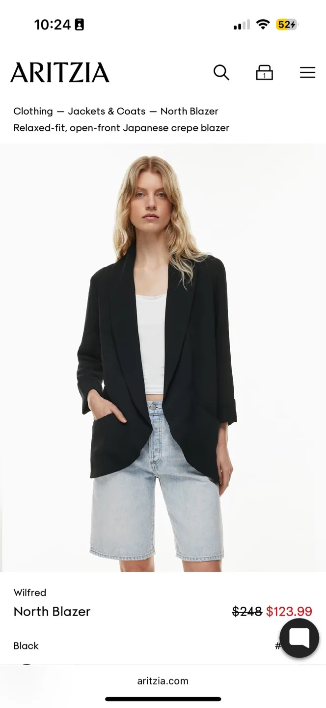 Aritzia Blazer - Black Size 2XS thumbnail