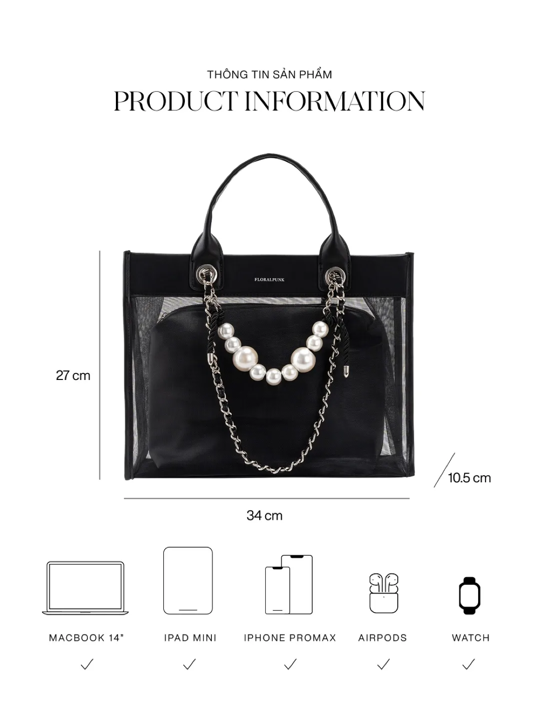 Floralpunk Tote Bag with Makeup Pouch thumbnail