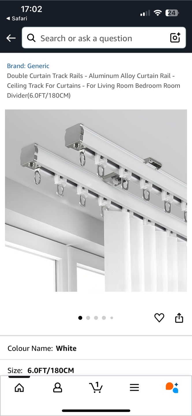 Double Curtain Track Rail – Around 3m Each