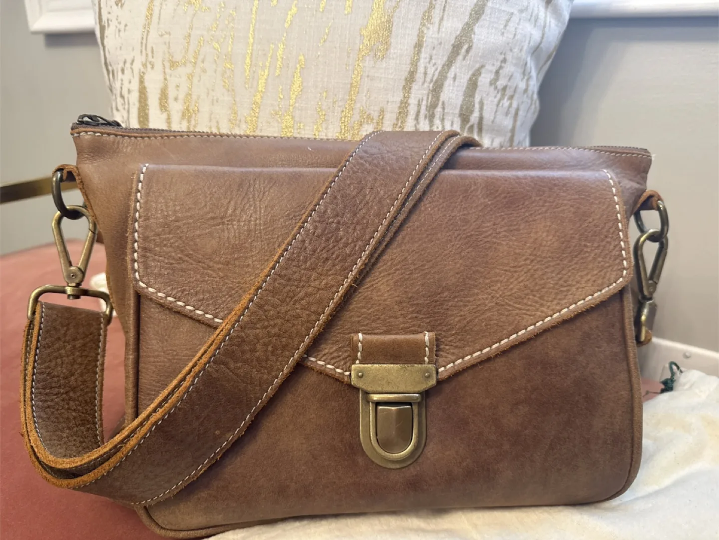 Roots Leather Satchel Bag/ work laptop school bag briefcase image indicator(3)