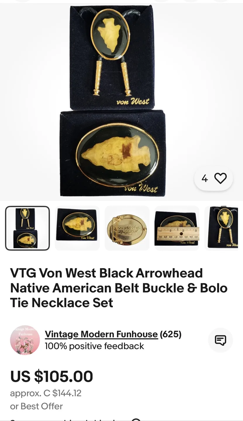 Vintage Von West Arrowhead Bolo Tie. image indicator(8)