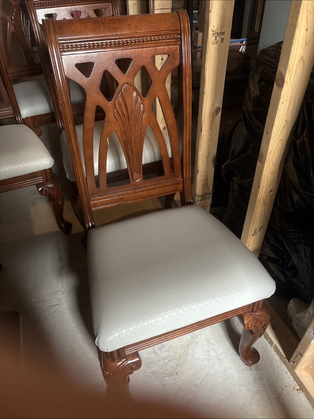 Wooden Dining Chairs with Carved Details