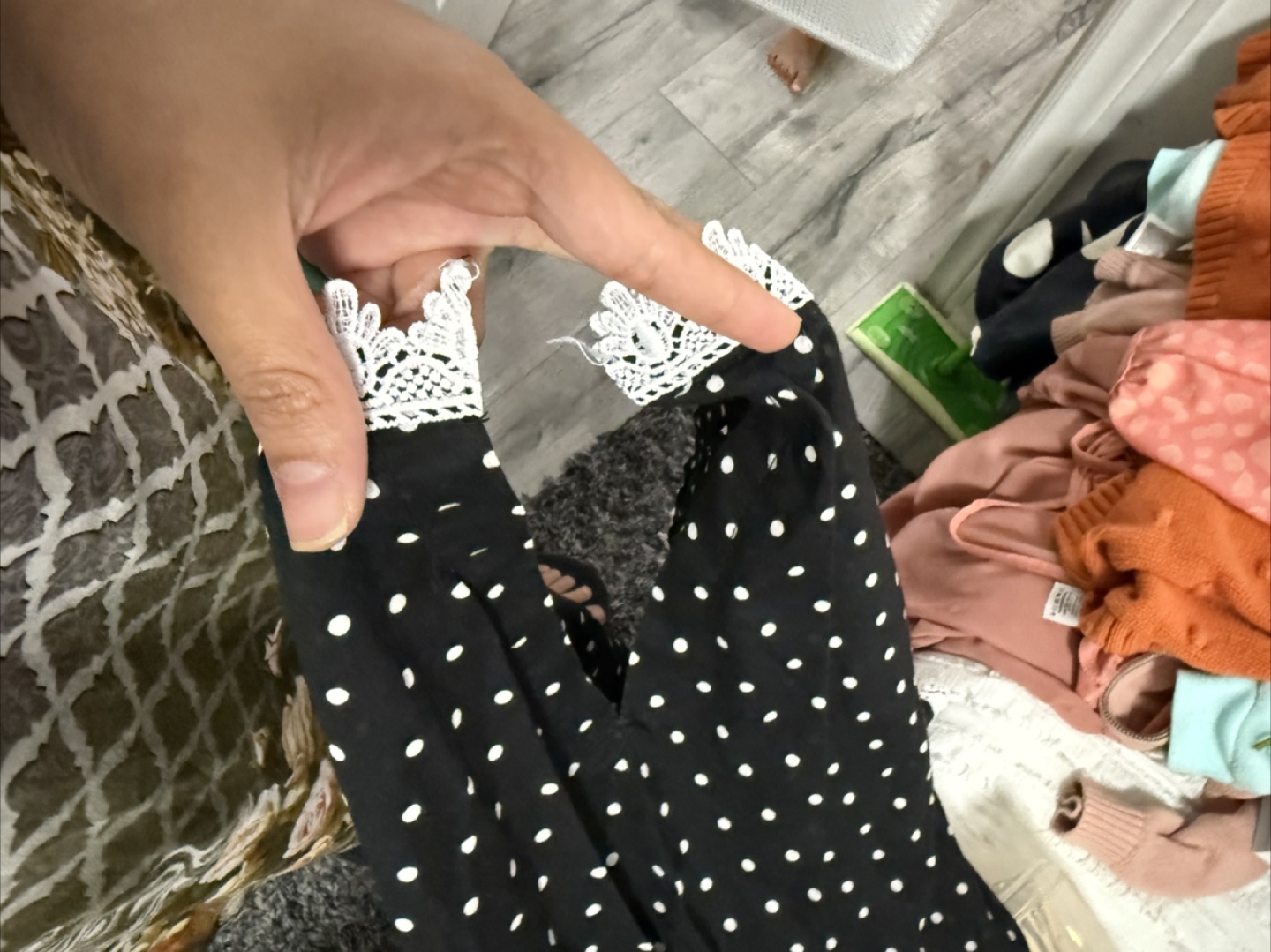 Black Polka Dot kurti with Lace Trim - photo 3