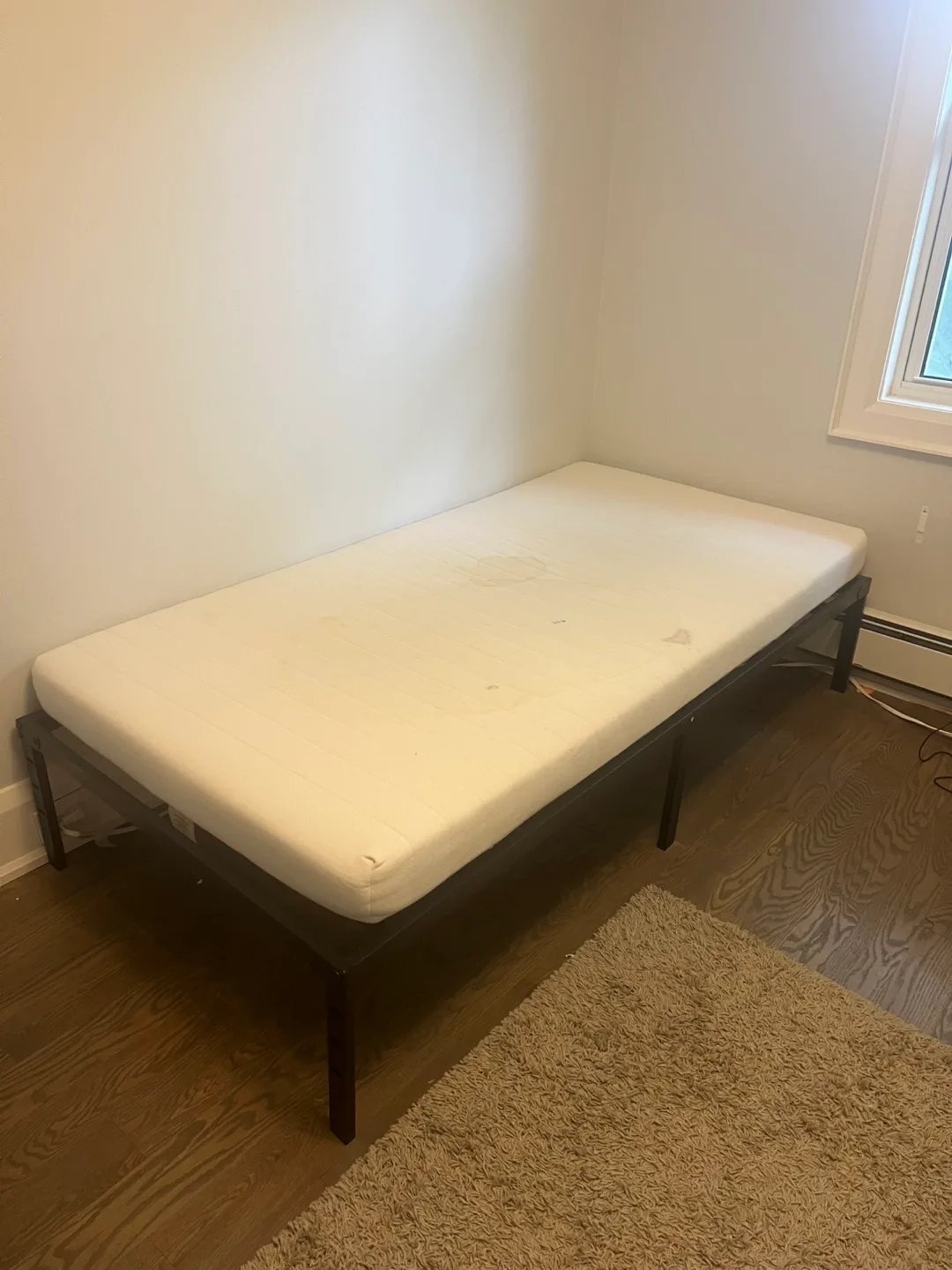 Black Metal Bed Frame - Twin Size + mattress thumbnail