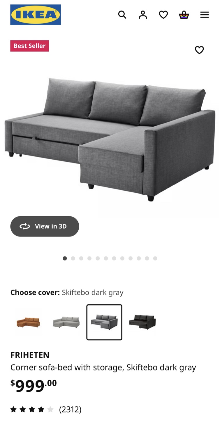 IKEA FRIHETEN Corner Sofa-Bed - No tears or stains