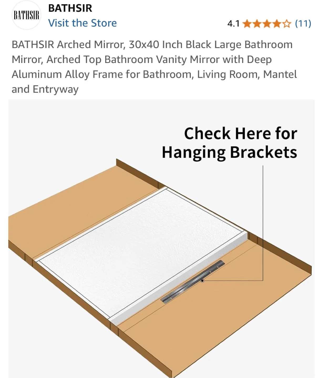 Bathsir Arched Black Bathroom Mirror 30x40 inch image indicator(3)