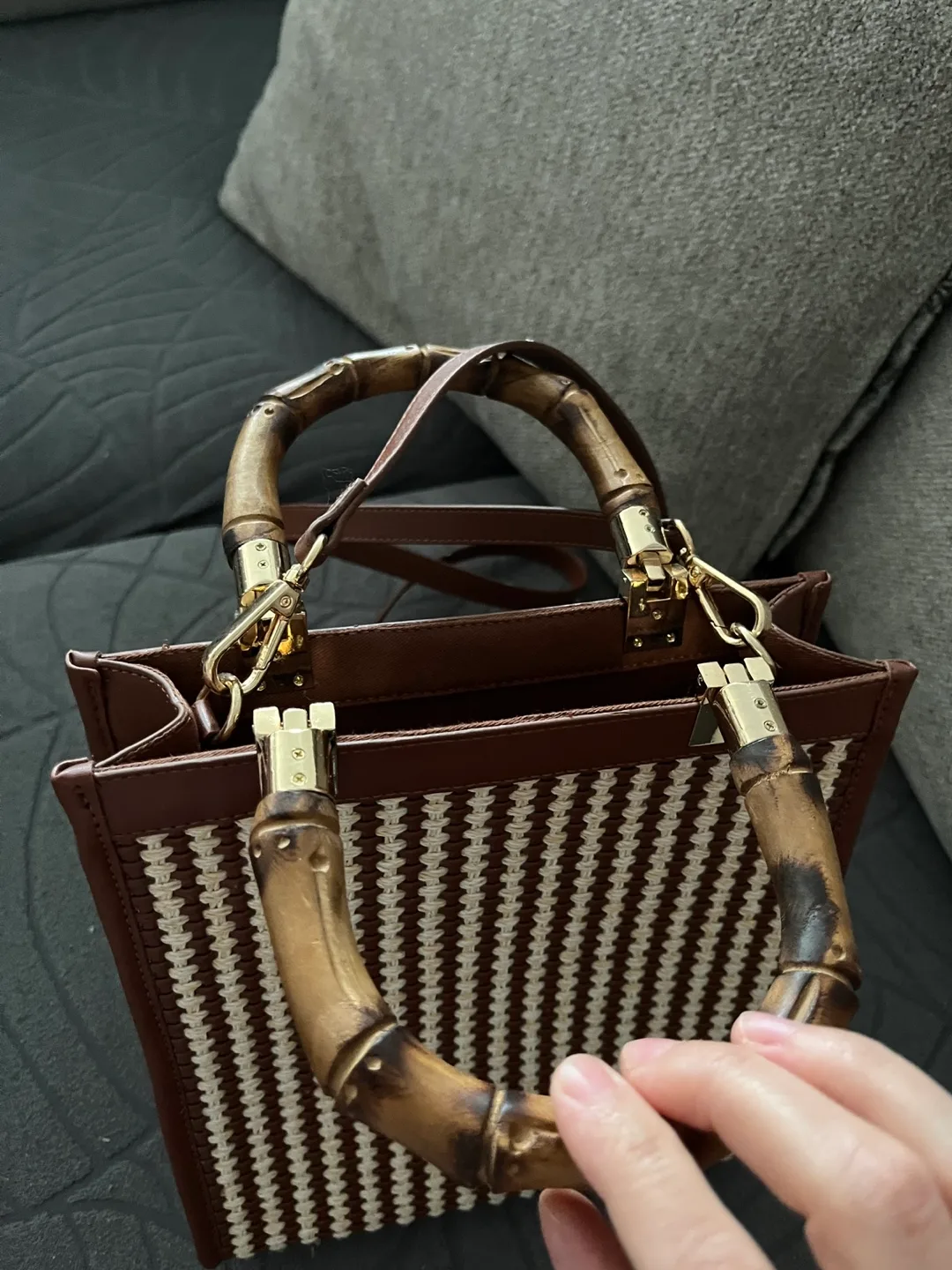 Ann Taylor woven mini tote bag image indicator(3)