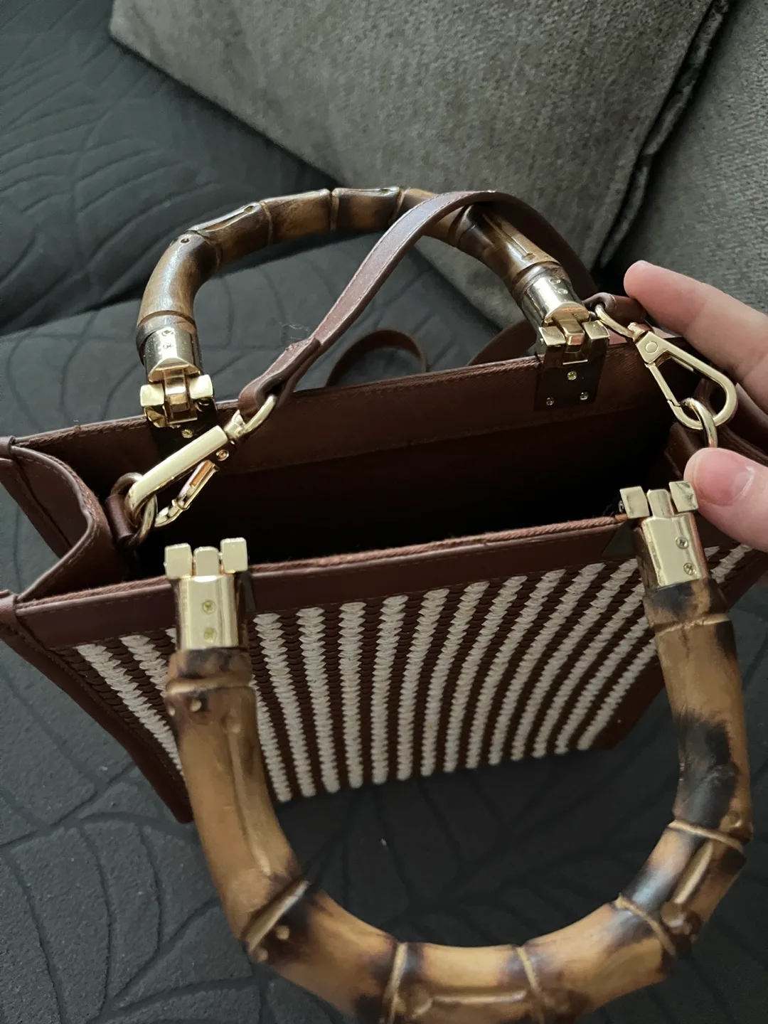 Ann Taylor woven mini tote bag image indicator(2)