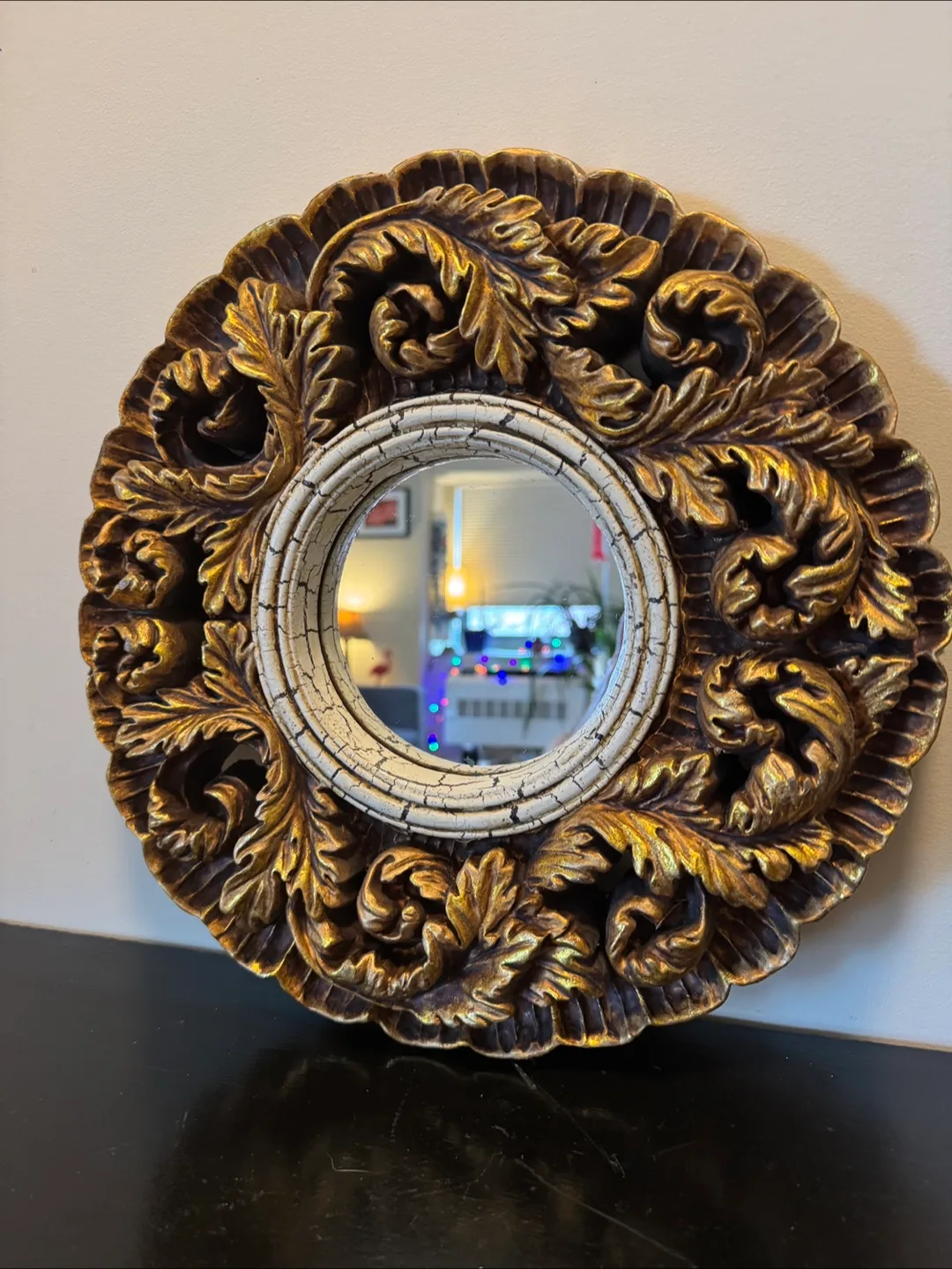 Ornate Gold Round Wall Mirror thumbnail