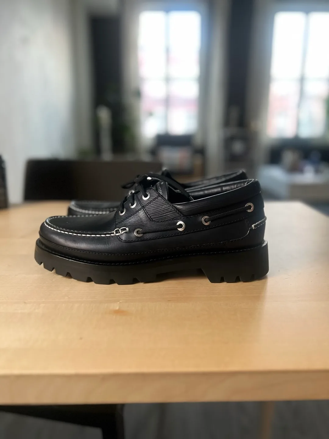 Louis Vuitton Black Leather Boat Shoes thumbnail