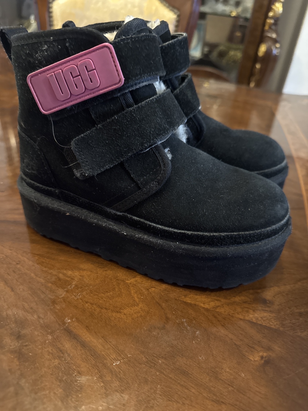 UGG Kids Black Suede Boots