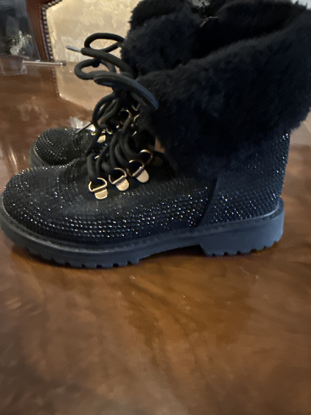 Black Embellished Lace-Up Boots - photo 2