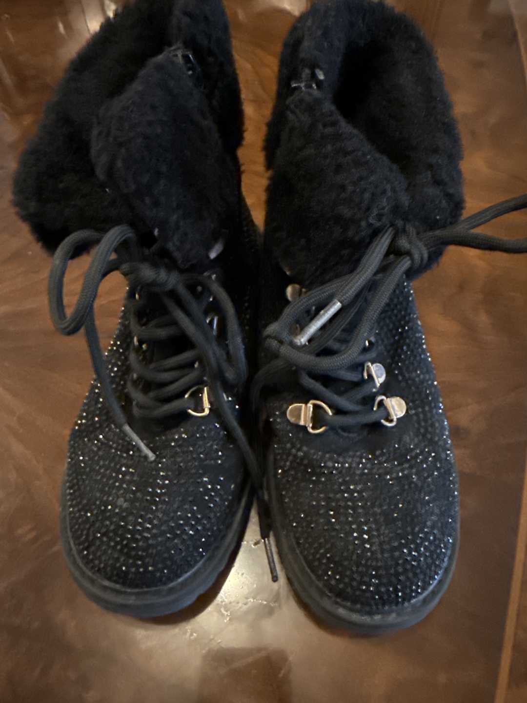 Black Embellished Lace-Up Boots - photo 3