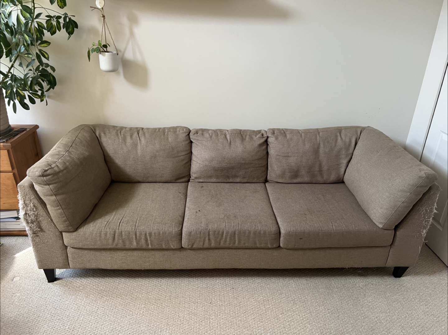 Beige 3-Seater Sofa - Used Condition