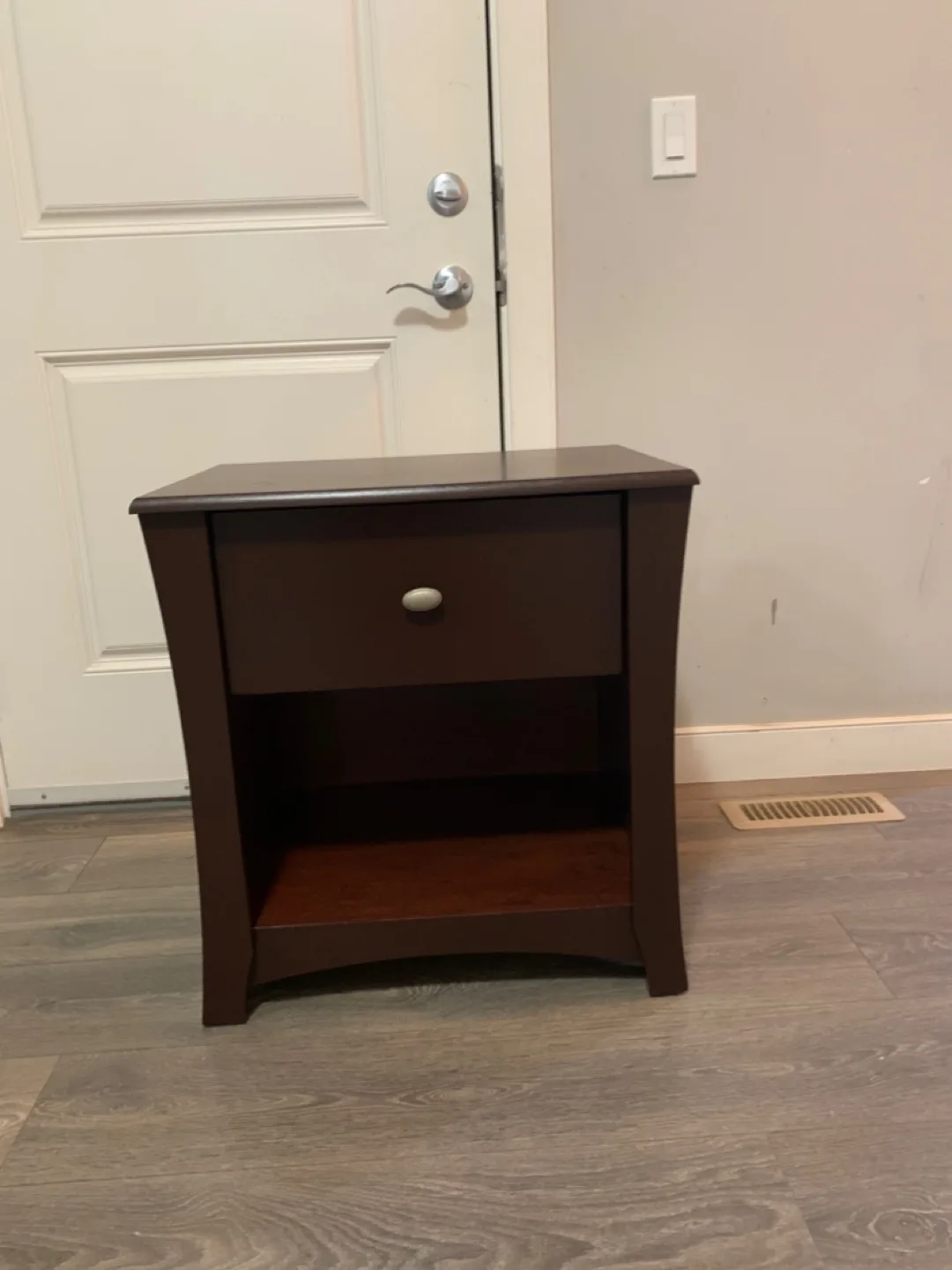 Brown Wood Nightstand with Drawer thumbnail