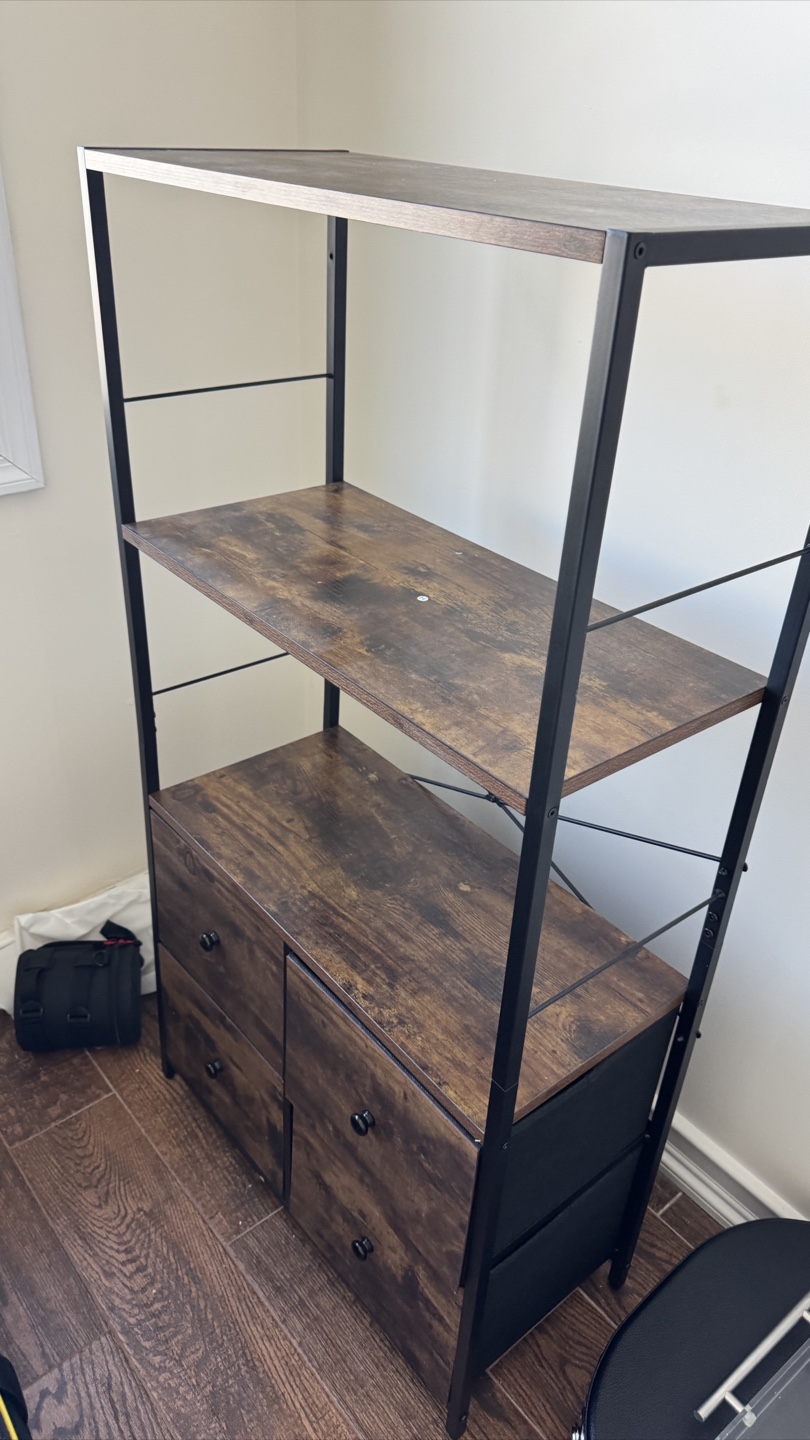 Industrial Bookshelf with Storage Cabinet