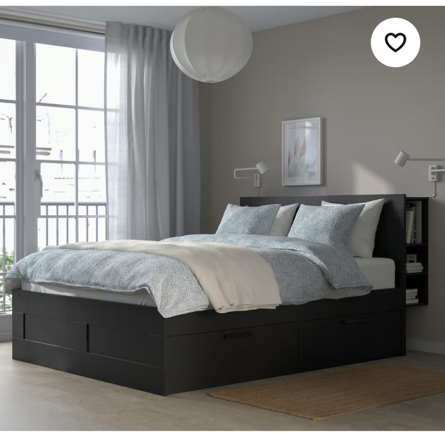 IKEA Brimnes Bed Frame with Storage & Headboard