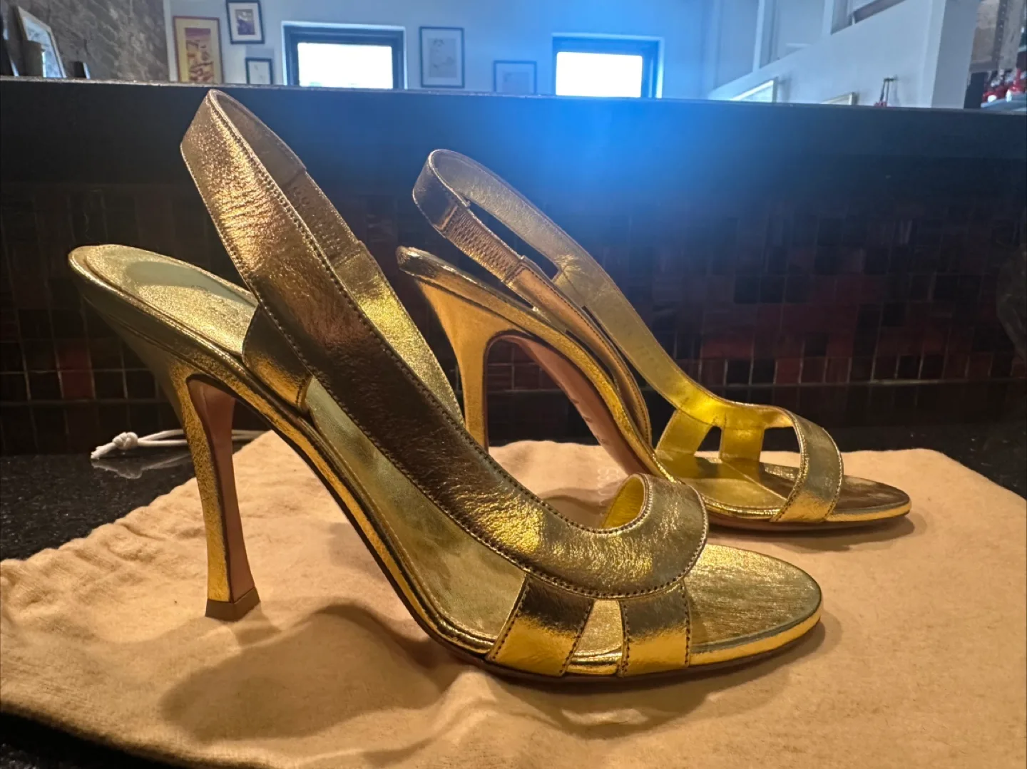 Brand New - Sergio Rossi Gold Heels thumbnail