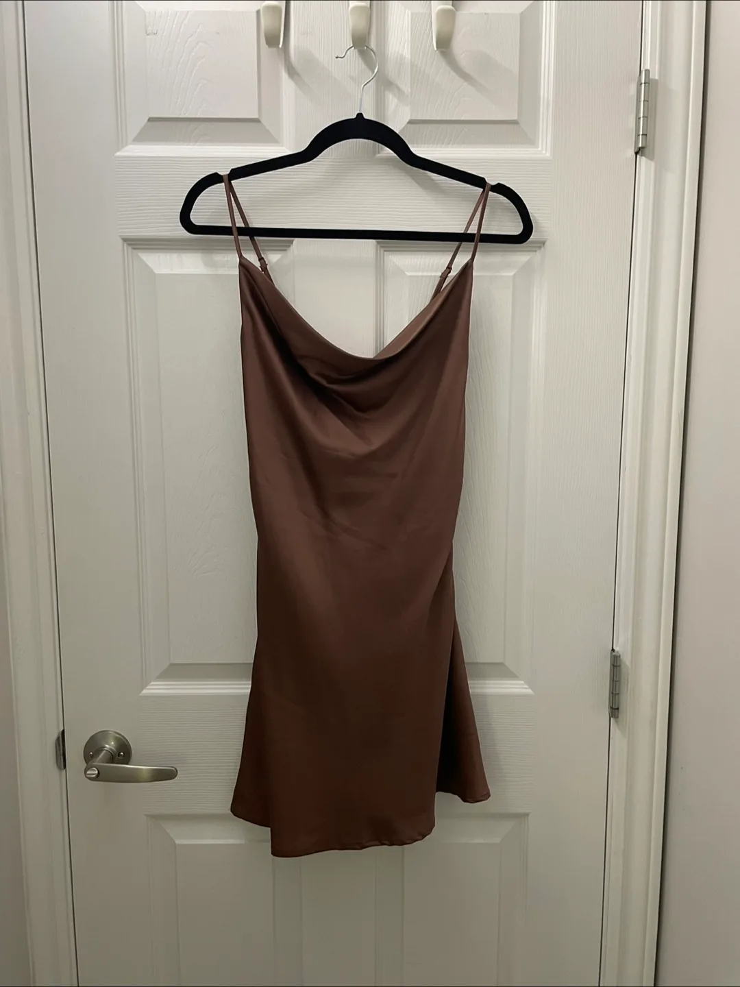 Garage Brown Satin Mini Dress - Size S thumbnail