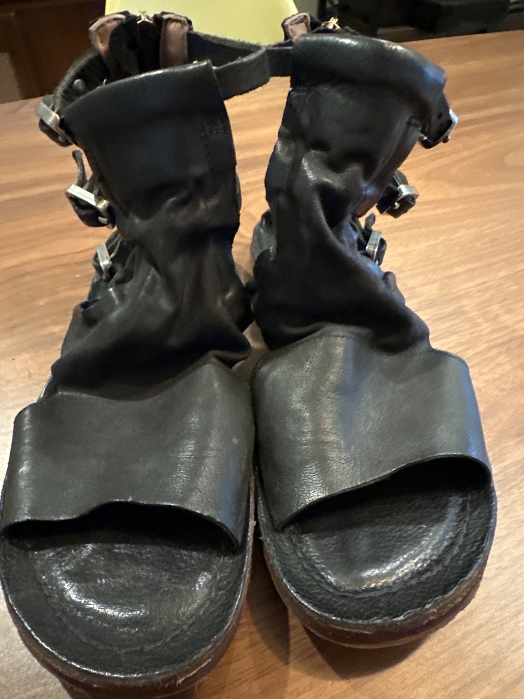 AS98 Black Leather Gladiator Sandals - photo 4
