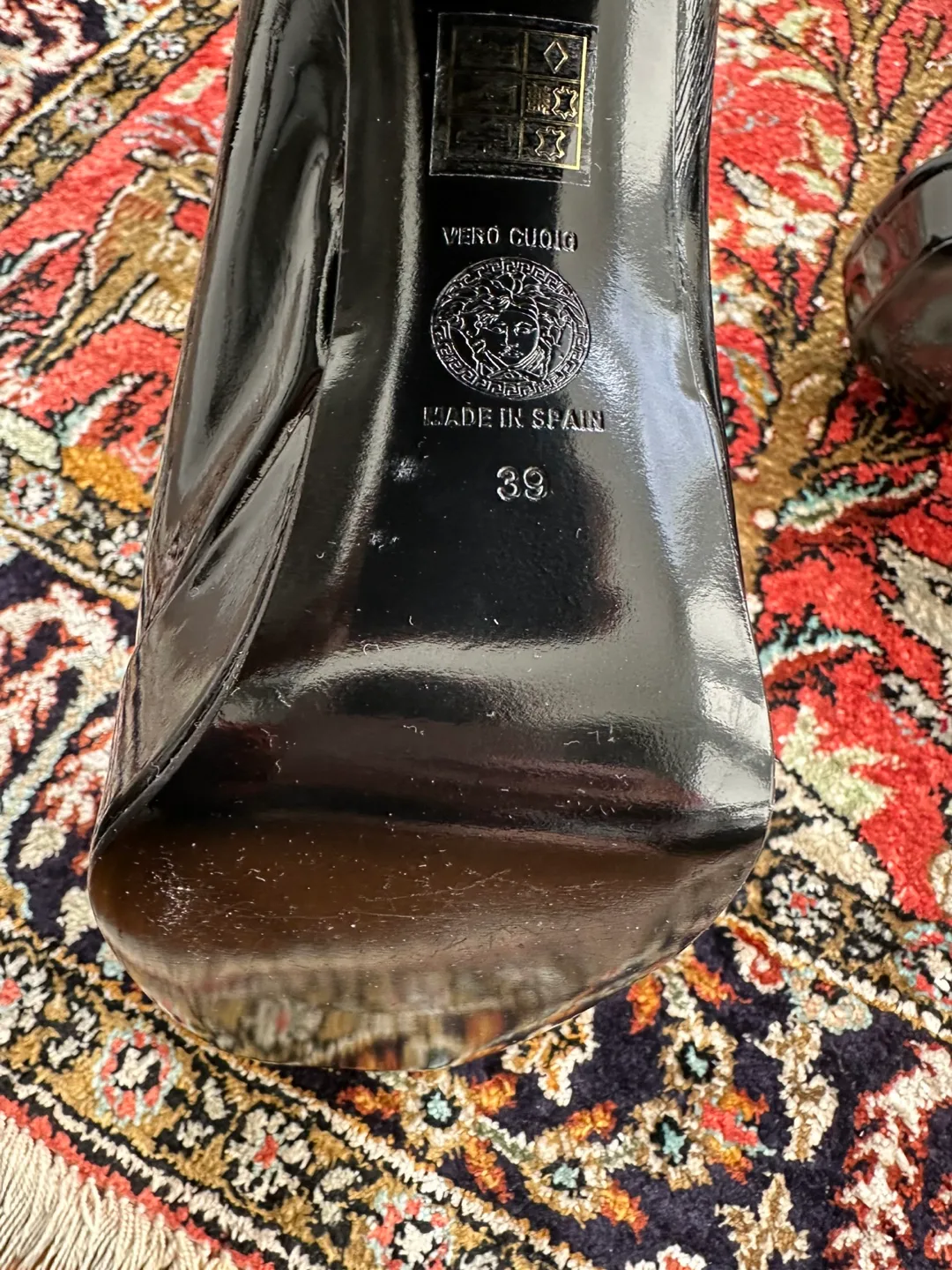 Brand new Versace Black Patent Leather Platform Boots - Size 39 image indicator(5)