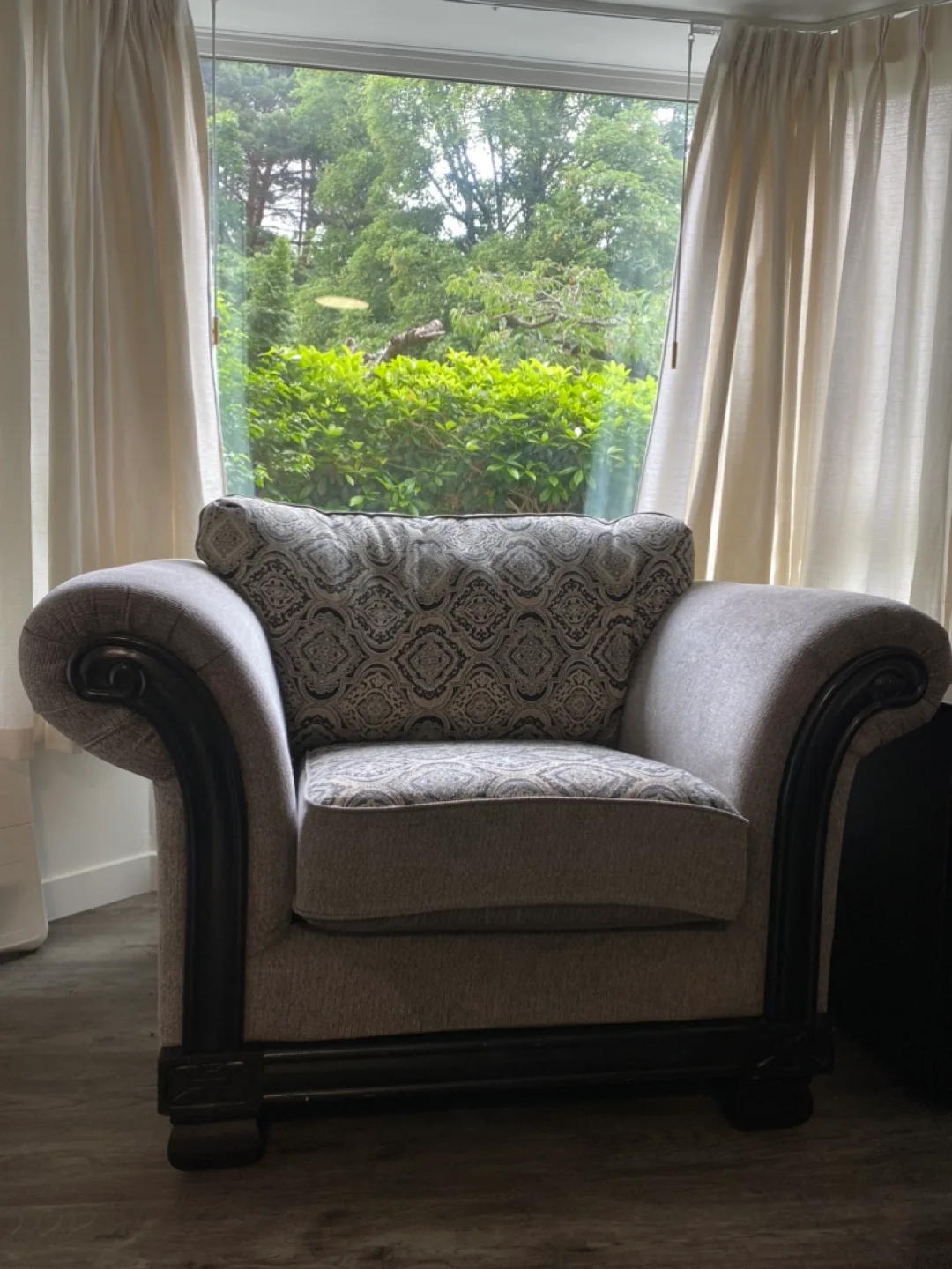 Upholstered Accent Chair - Grey Pattern thumbnail