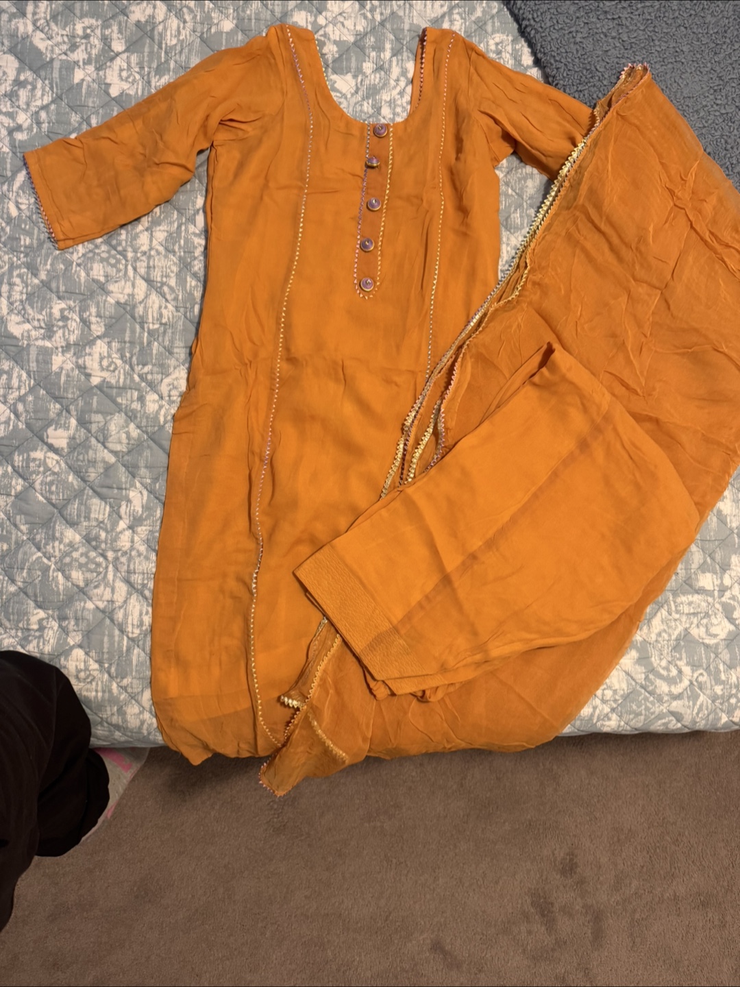 Orange Salwar Kameez Suit Set - photo 2