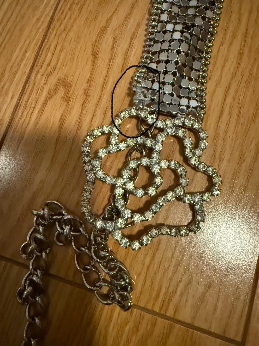 Silver Rhinestone Belt with Flower Detail #freecycle image indicator(3)