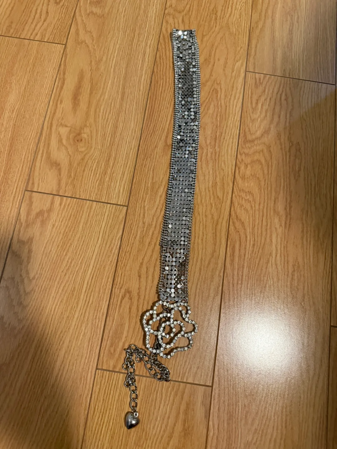 Silver Rhinestone Belt with Flower Detail #freecycle image indicator(2)