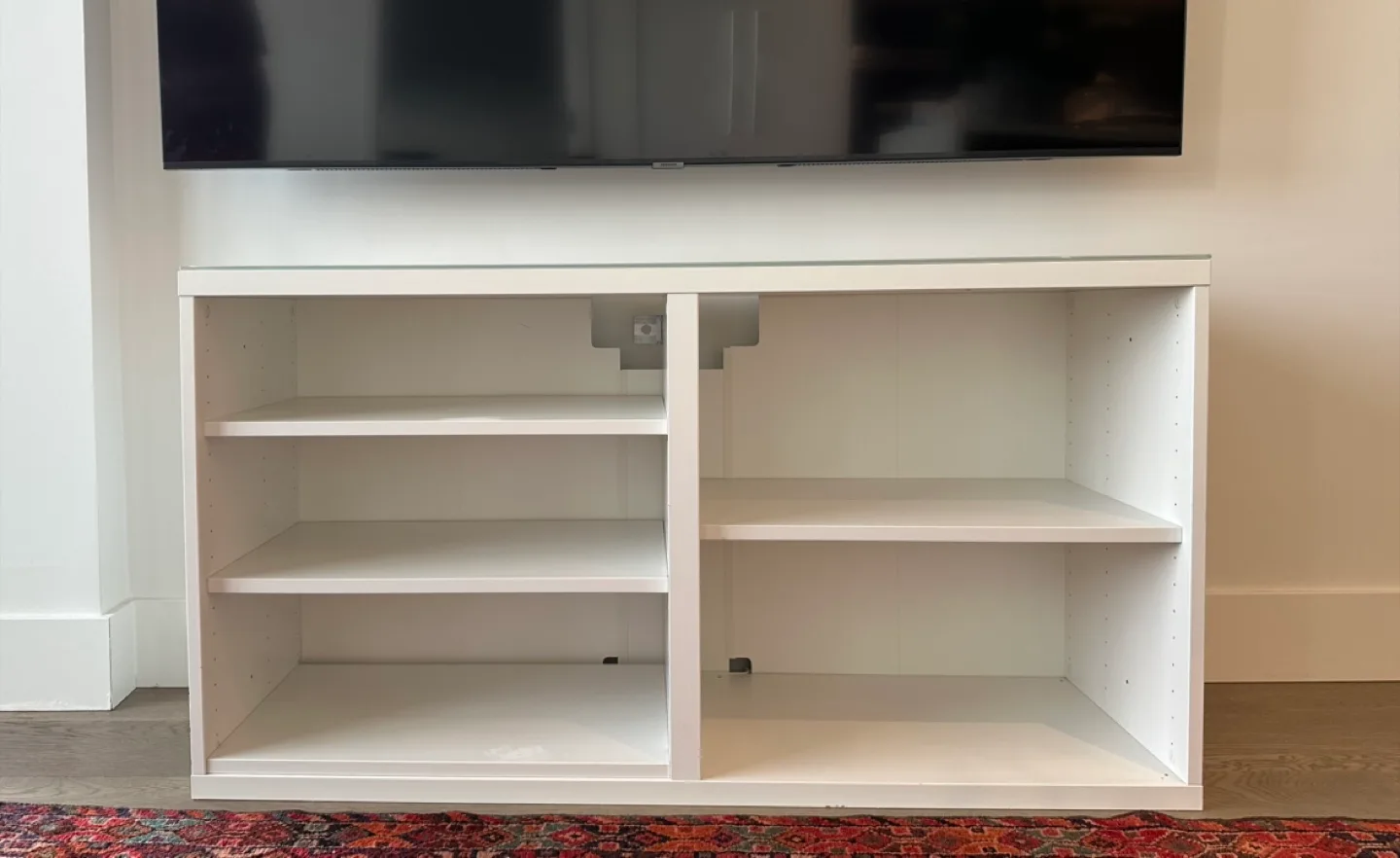 White TV Stand with Shelves IKEA thumbnail