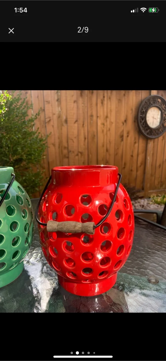 Decorative Candle Lanterns - Green & Red image indicator(2)