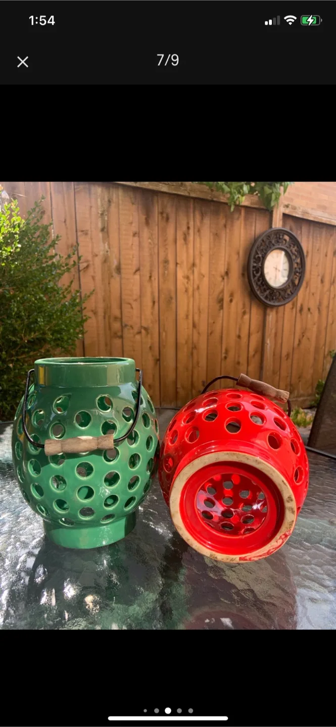 Decorative Candle Lanterns - Green & Red image indicator(7)