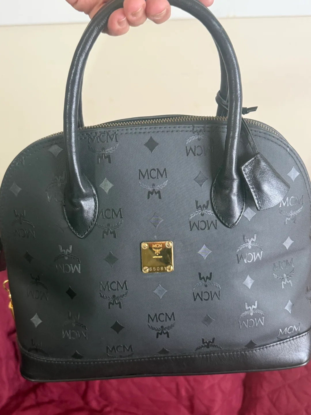 MCM Dome Satchel Handbag Black thumbnail