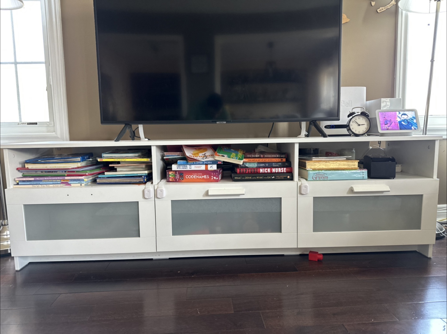White TV Stand with Storage