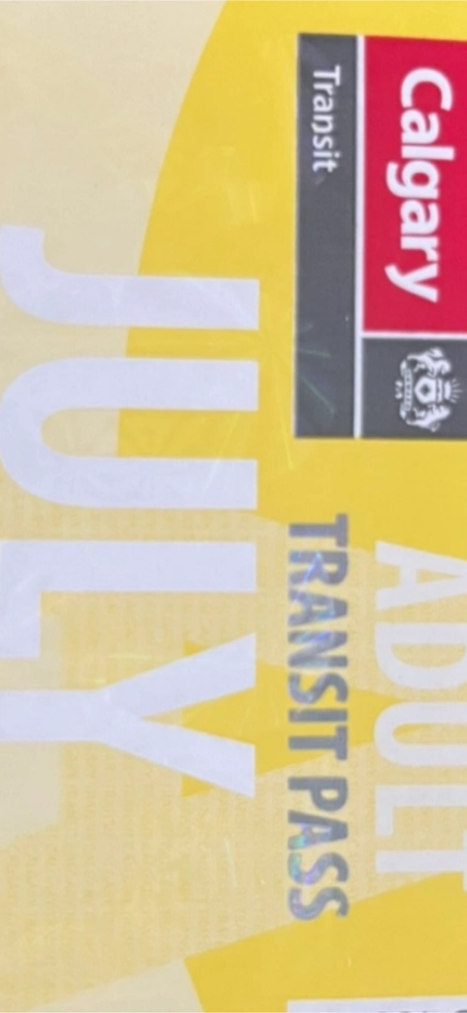 Calgary Transit Adult July Pass